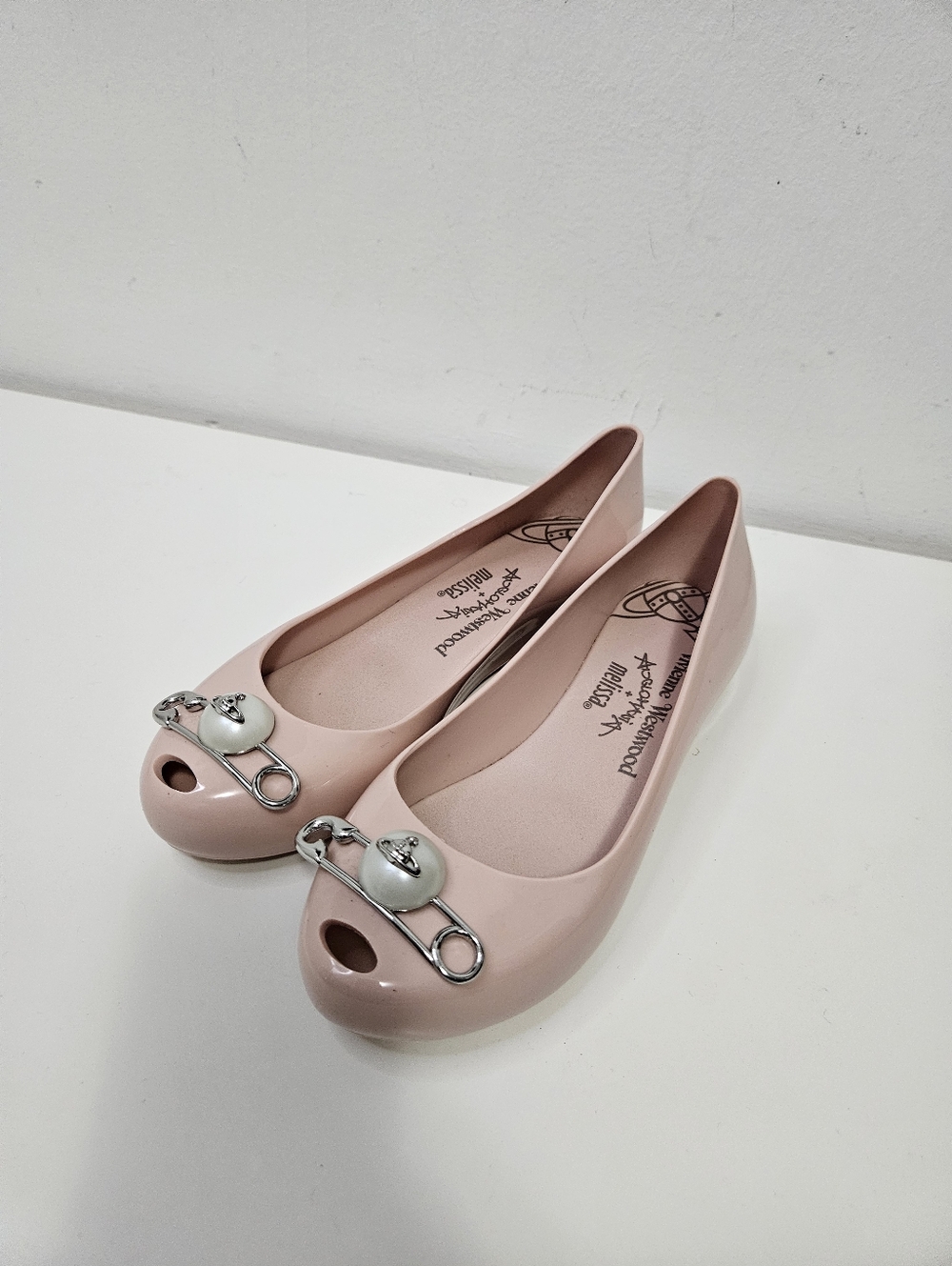 Vivienne Westwood Anglomania melissa Pink ballet jelly flats Sz 7.5 Safety Pin
